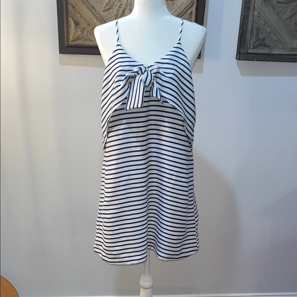 Maeve Navy and White Striped Mini Dress